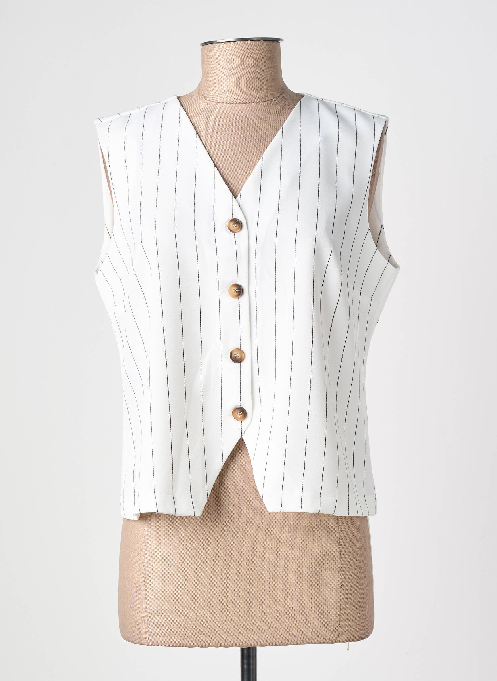 Gilet sans manche coupe cintrée blanc HALOGENE femme