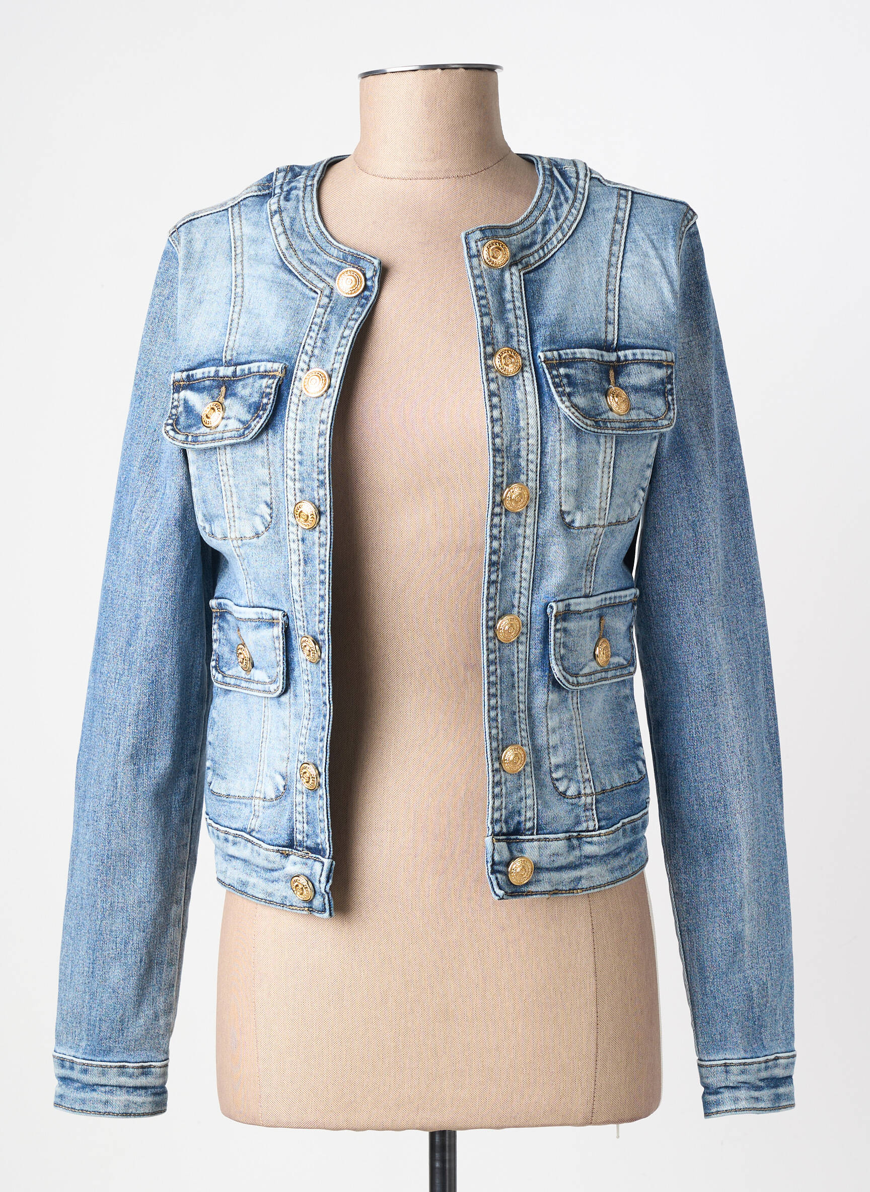 Veste casual col rond bleu WATER JEANS femme