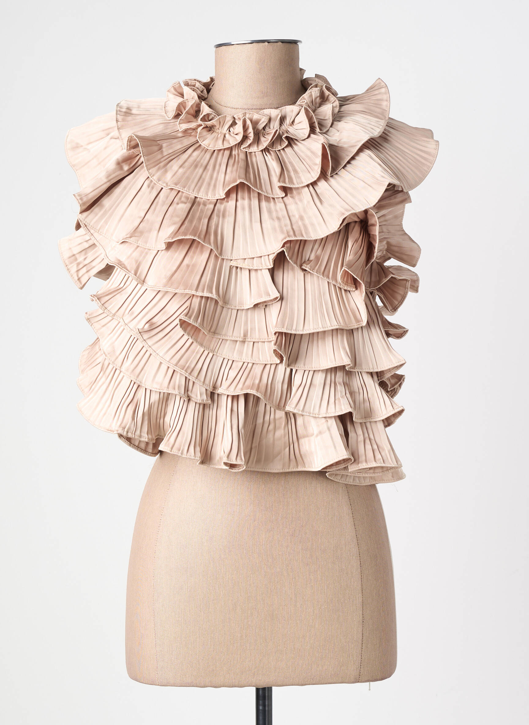 Top coupe cintrée sans manche beige LUMINE femme