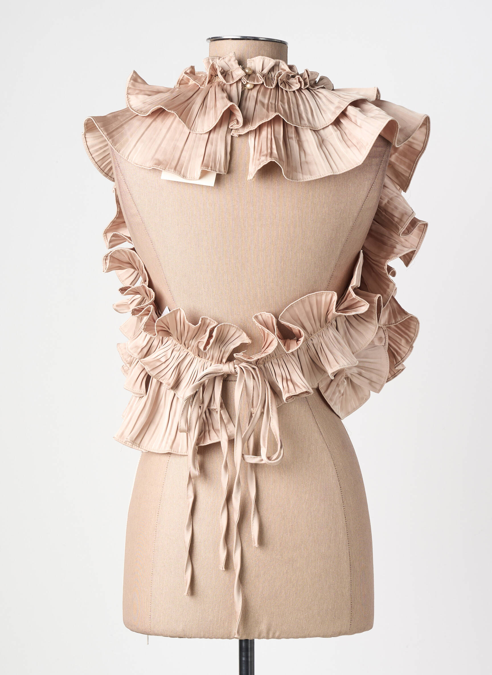 Top coupe cintrée sans manche beige LUMINE femme