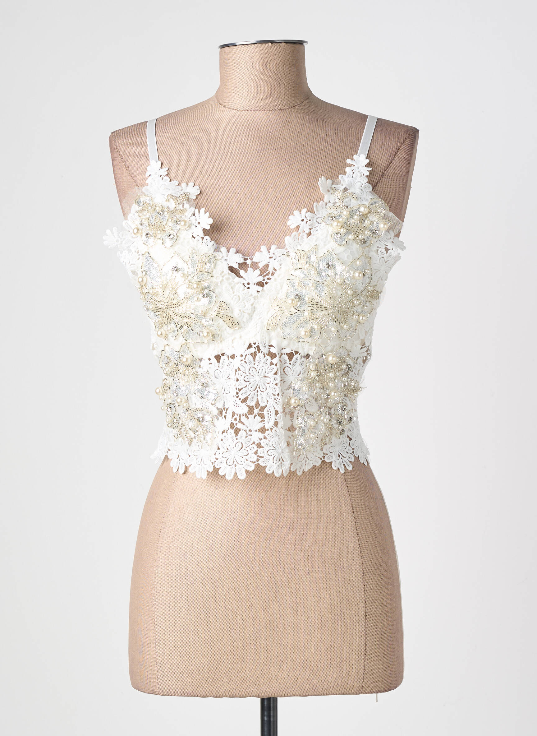 Top manches bretelles ajustables fines bretelles blanc PATRICIA FORGEAL femme