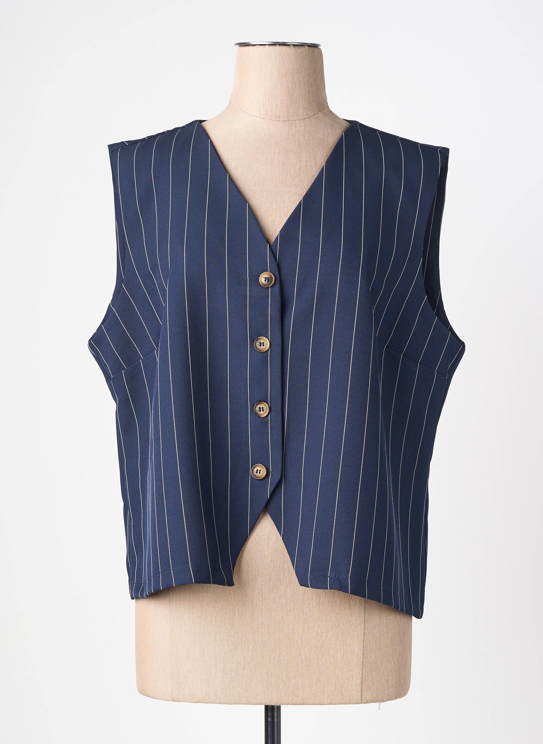 Gilet sans manche coupe cintrée bleu HALOGENE femme