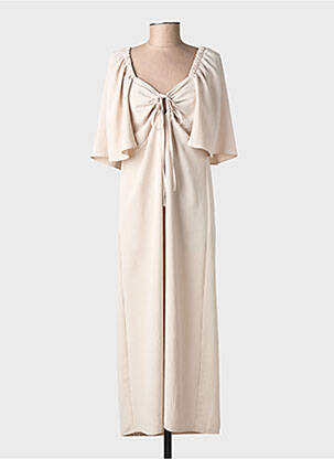 Robe longue manches courtes manches courtes beige BRIEFLY femme