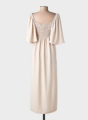 Robe longue manches courtes manches courtes beige BRIEFLY femme
