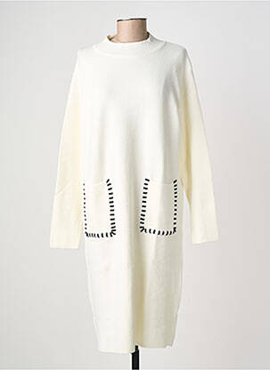 Robe pull stretch manches longues blanc COZY  femme