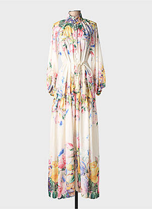 Robe longue manches longues manches longues beige LM LULU femme