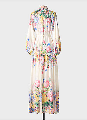 Robe longue manches longues manches longues beige LM LULU femme