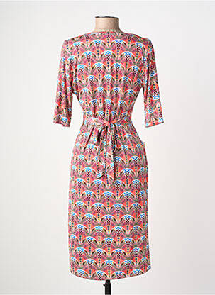 Robe mi-longue imprimé fantaisie manches courtes orange JOY'S PARIS femme
