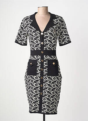 Robe mi-longue manches courtes manches courtes noir LM LULU femme