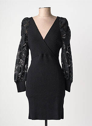 Robe courte manches longues manches longues noir GOLDEN DAYS femme