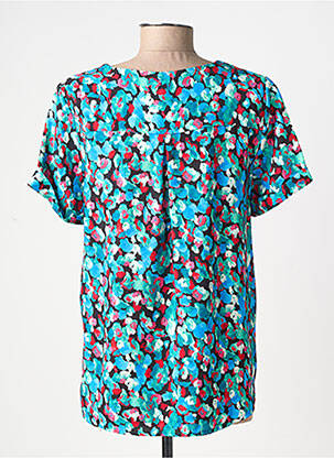 Blouse imprimé fleurs manches courtes bleu HALOGENE femme