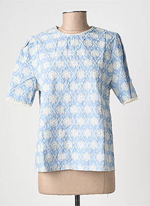 Top imprimé fantaisie manches courtes bleu IT HIPPIE femme
