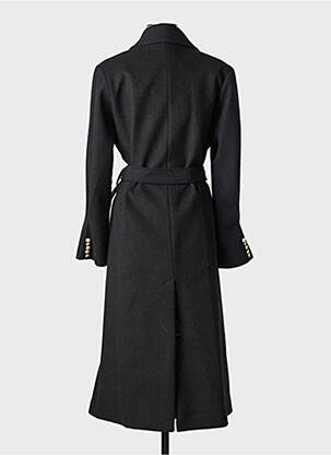 Manteau long fermeture pressionnée sans capuche noir DANIELA COOL femme