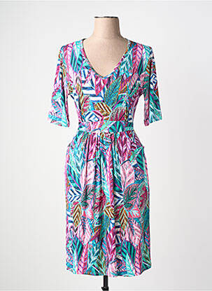 Robe mi-longue manches courtes manches courtes bleu JOY'S PARIS femme