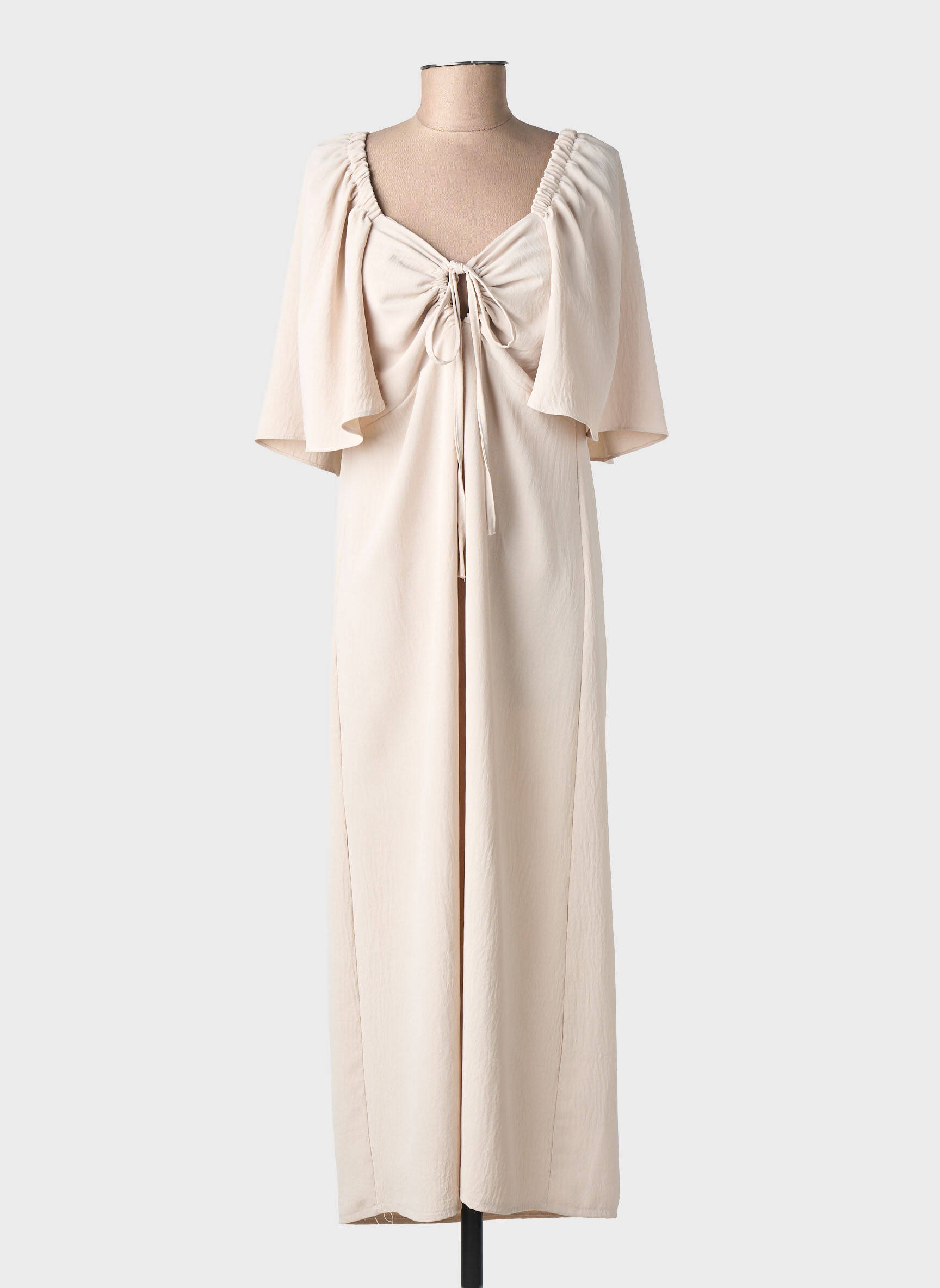 Robe longue manches courtes manches courtes beige BRIEFLY femme