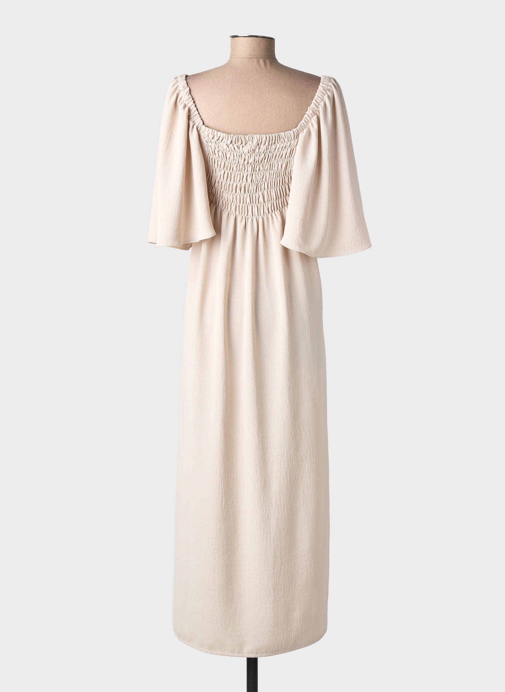 Robe longue manches courtes manches courtes beige BRIEFLY femme