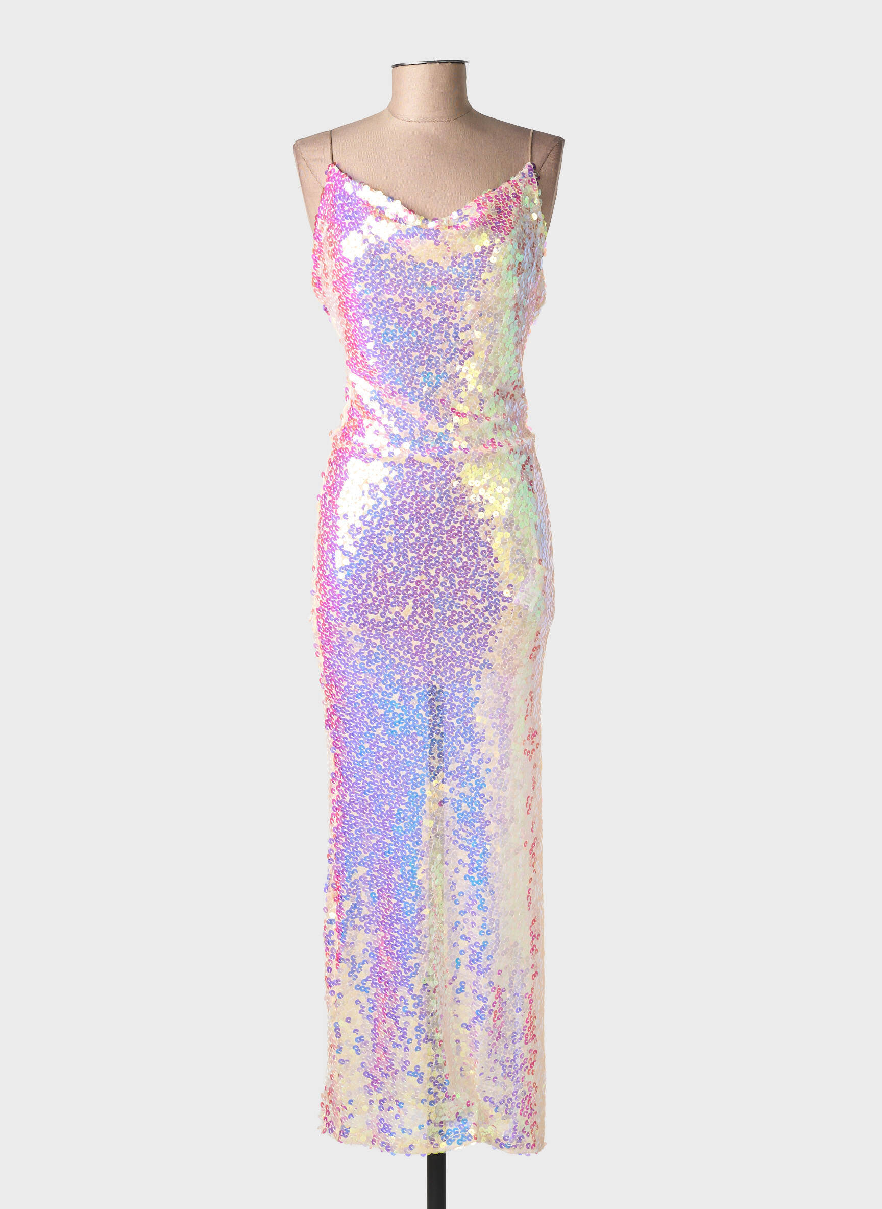 Robe longue fines bretelles fines bretelles beige KEZY femme