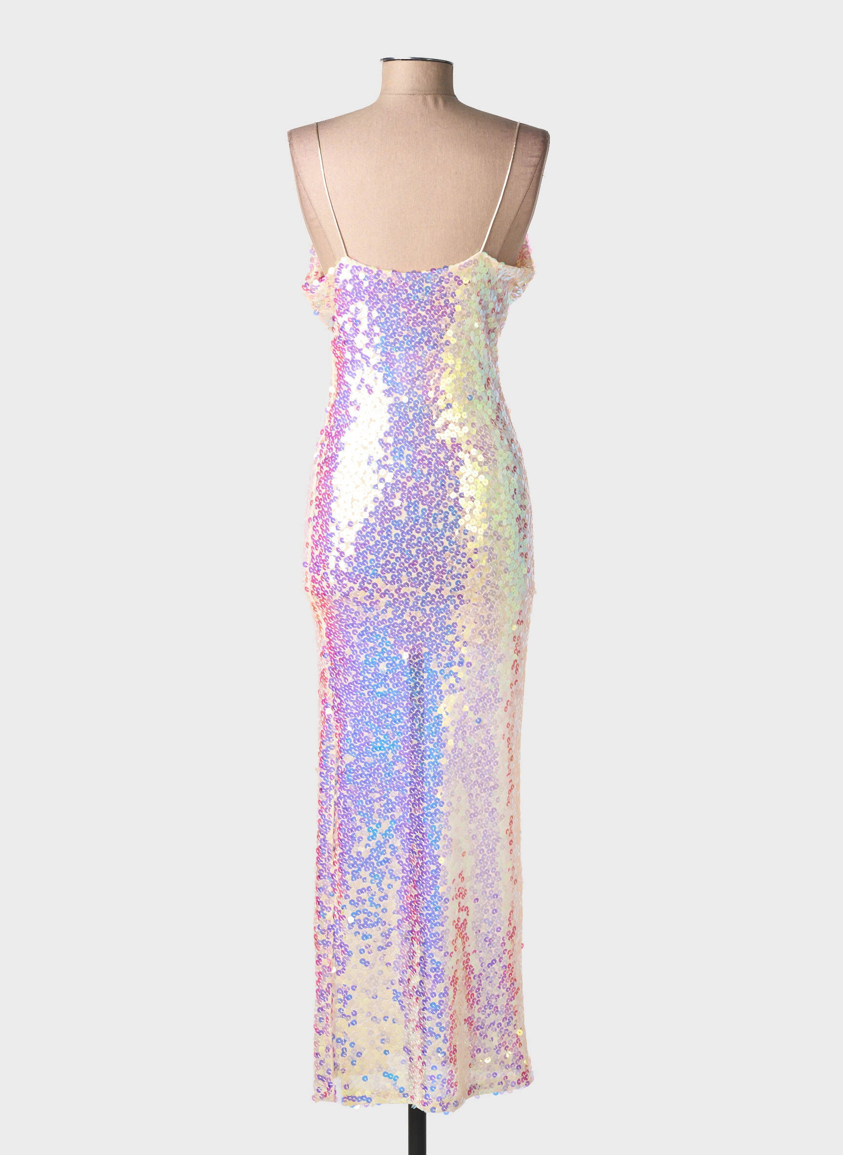 Robe longue fines bretelles fines bretelles beige KEZY femme