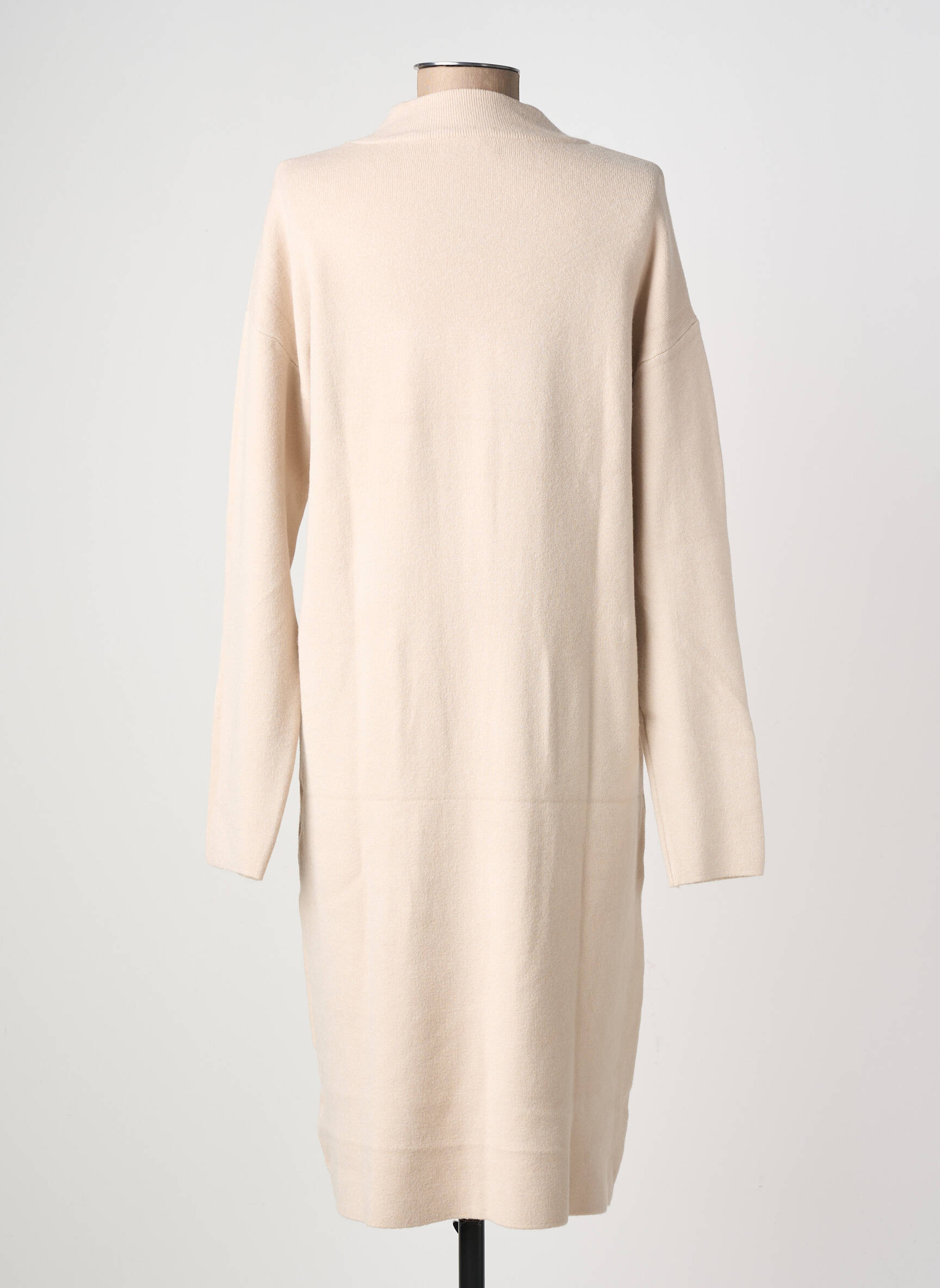 Robe pull stretch manches longues beige COZY  femme