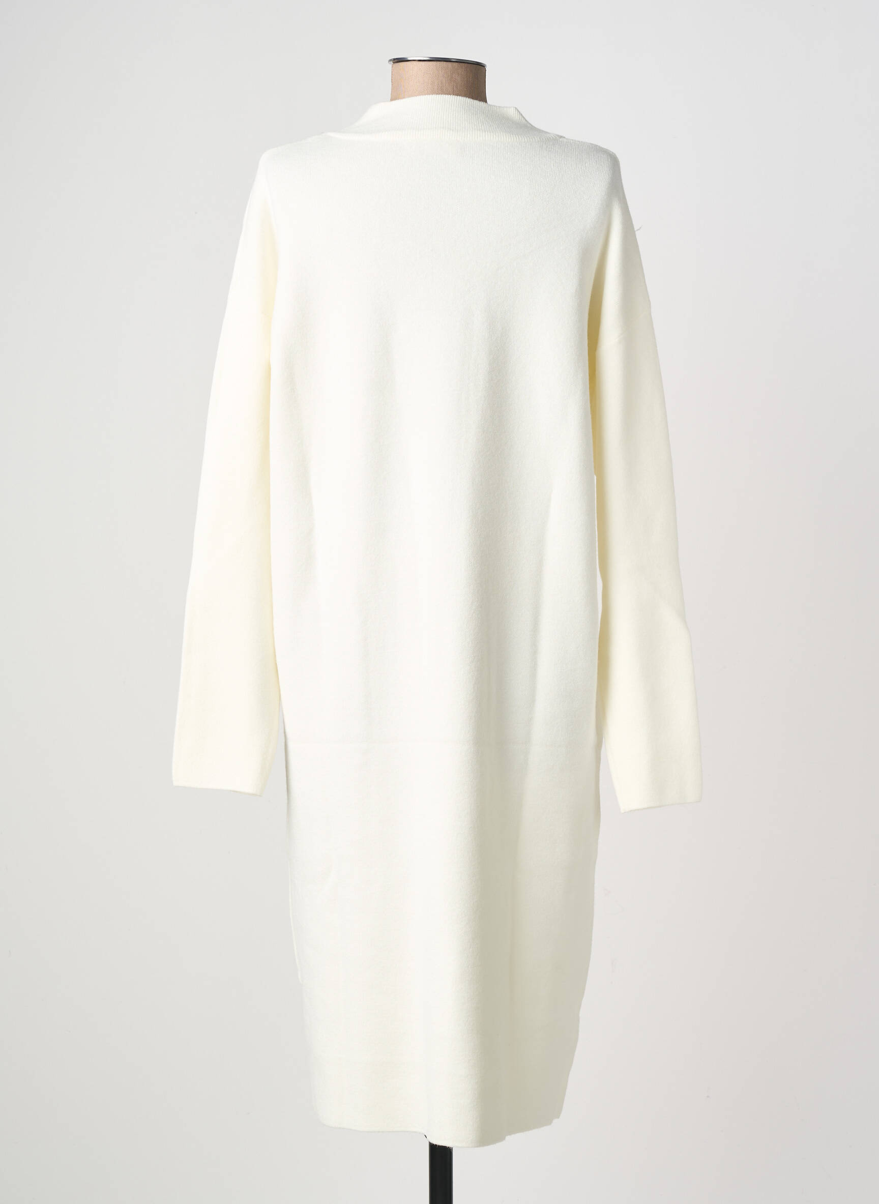 Robe pull stretch manches longues blanc COZY  femme