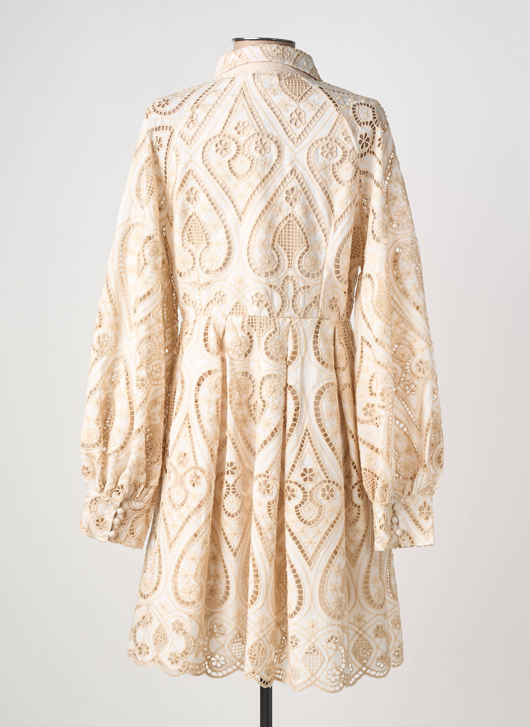 Robe mi-longue manches longues manches longues beige CHOKLATE femme