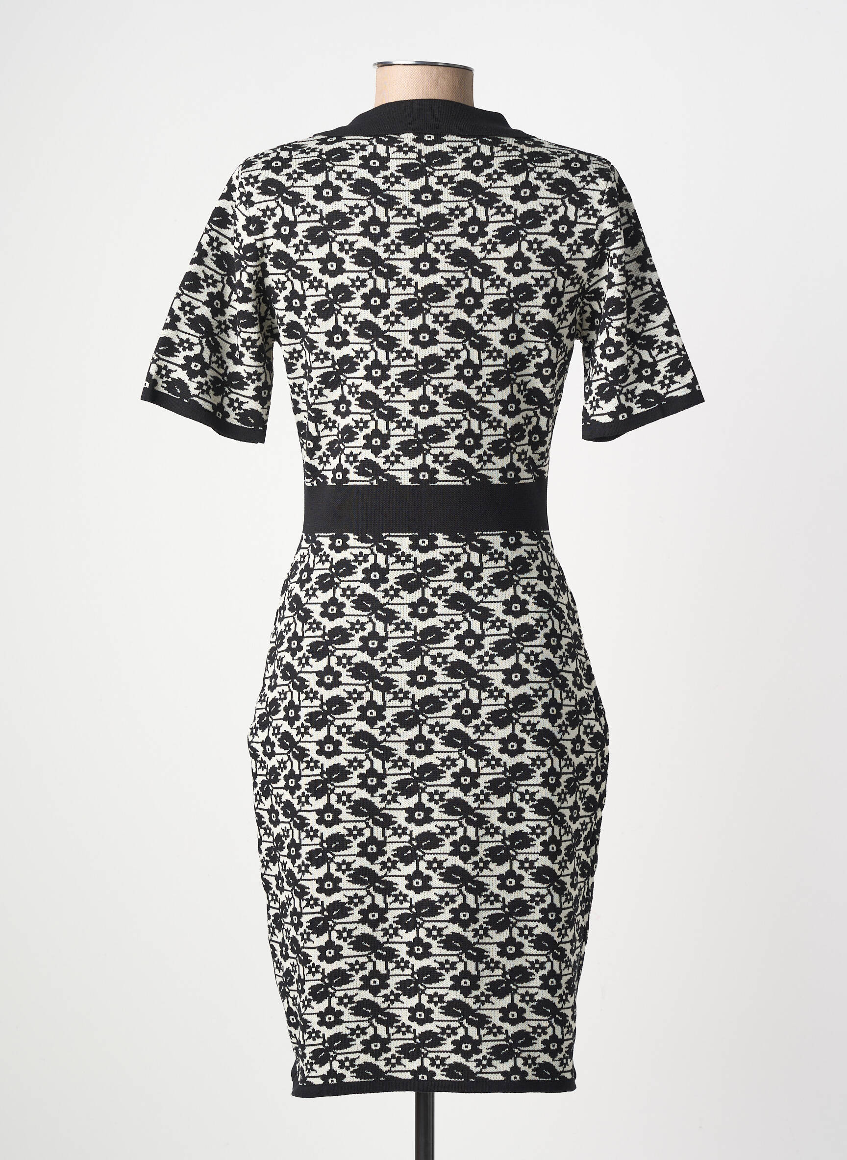 Robe mi-longue manches courtes manches courtes noir LM LULU femme