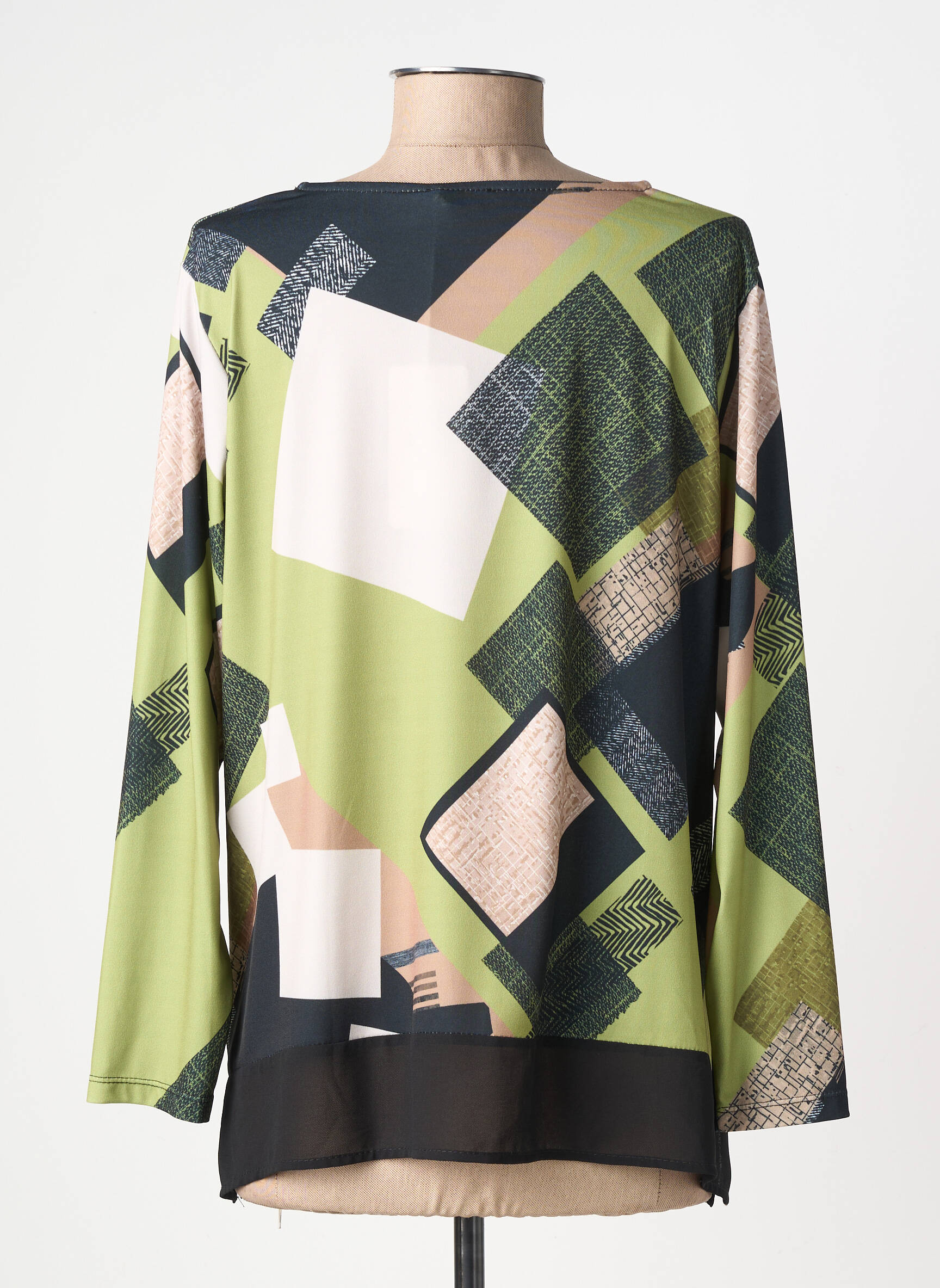 Top tissage crêpe manches longues vert JOY femme