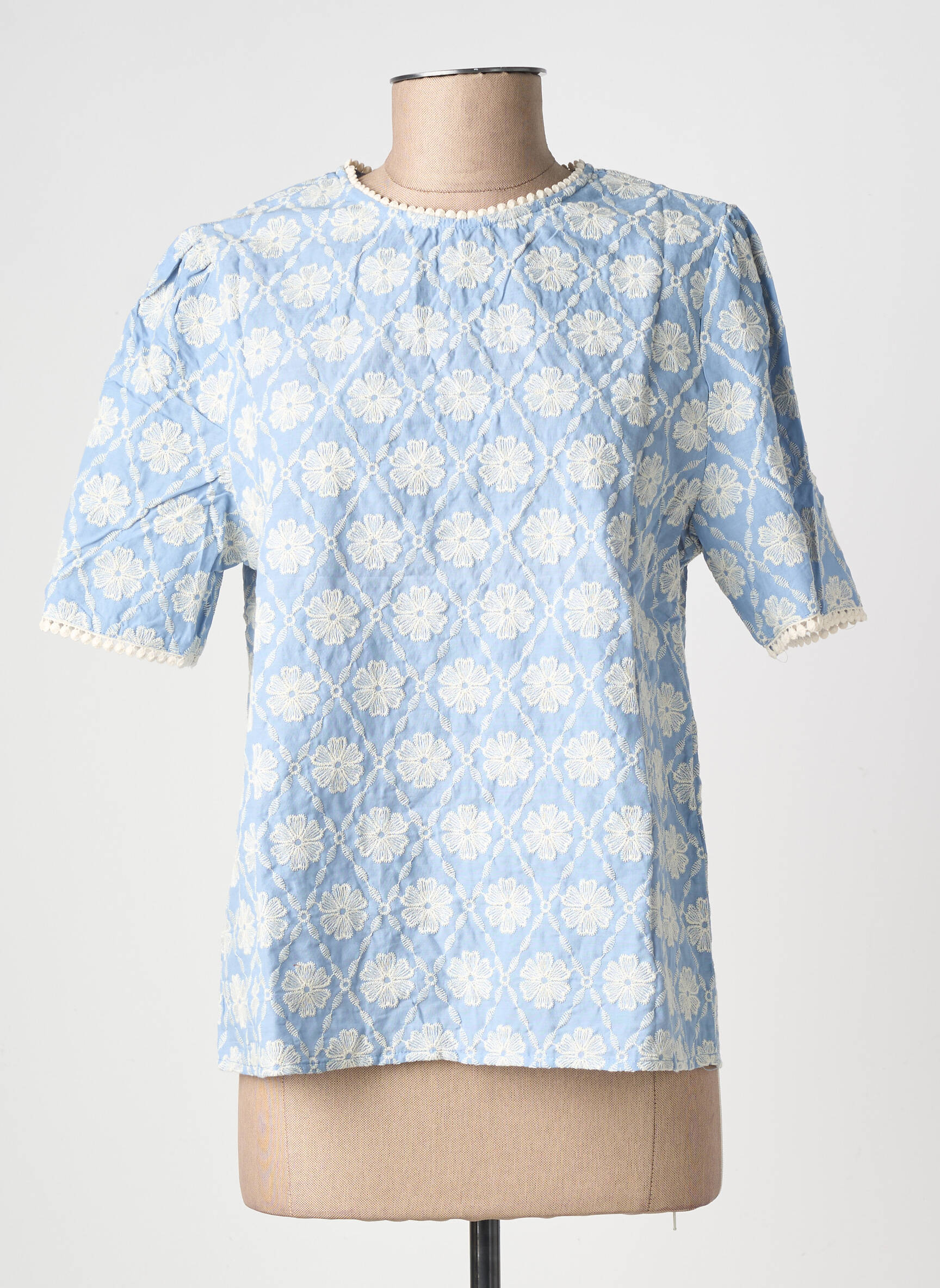 Top imprimé fantaisie manches courtes bleu IT HIPPIE femme