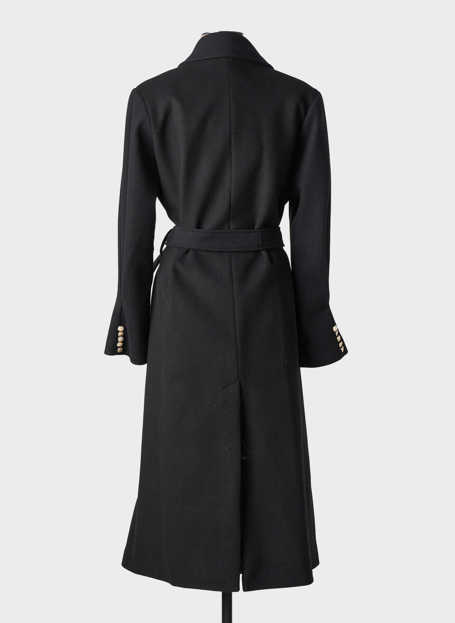 Manteau long fermeture pressionnée sans capuche noir DANIELA COOL femme