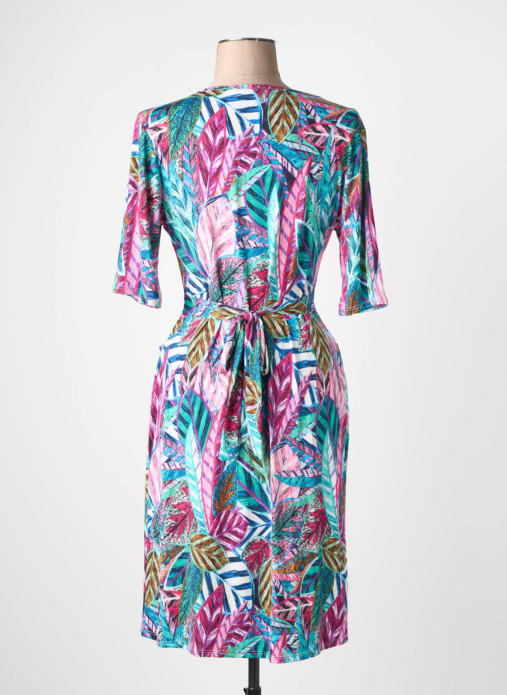 Robe mi-longue manches courtes manches courtes bleu JOY'S PARIS femme
