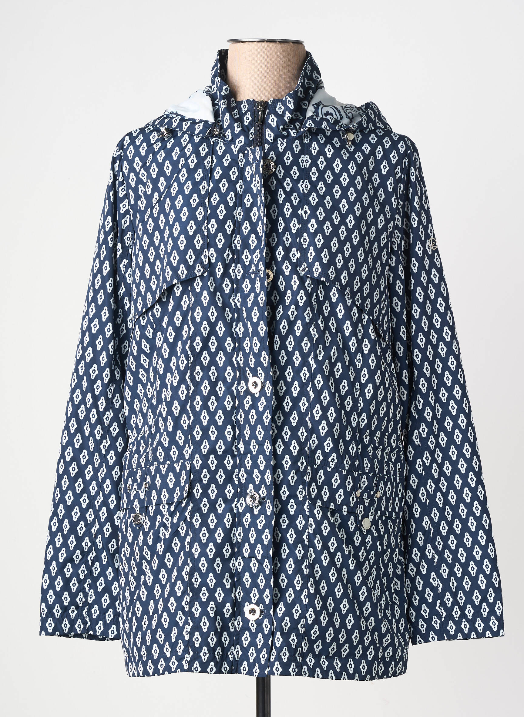 Coupe-vent finition intérieure doublure imprimée a capuche bleu CONCEPT K femme