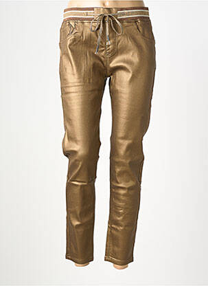 Pantalon slim taille élastique marron MAISON ONADO femme