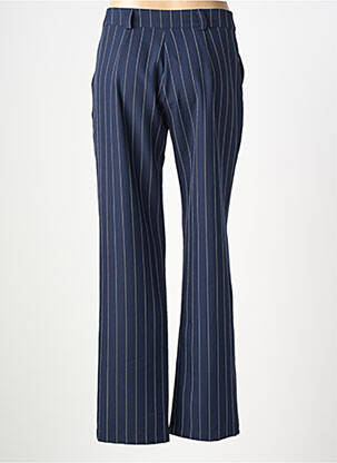 Pantalon droit fermeture zippée sous rabat boutonné bleu HALOGENE femme