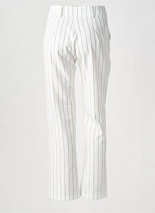 Pantalon droit fermeture zippée sous rabat boutonné blanc HALOGENE femme