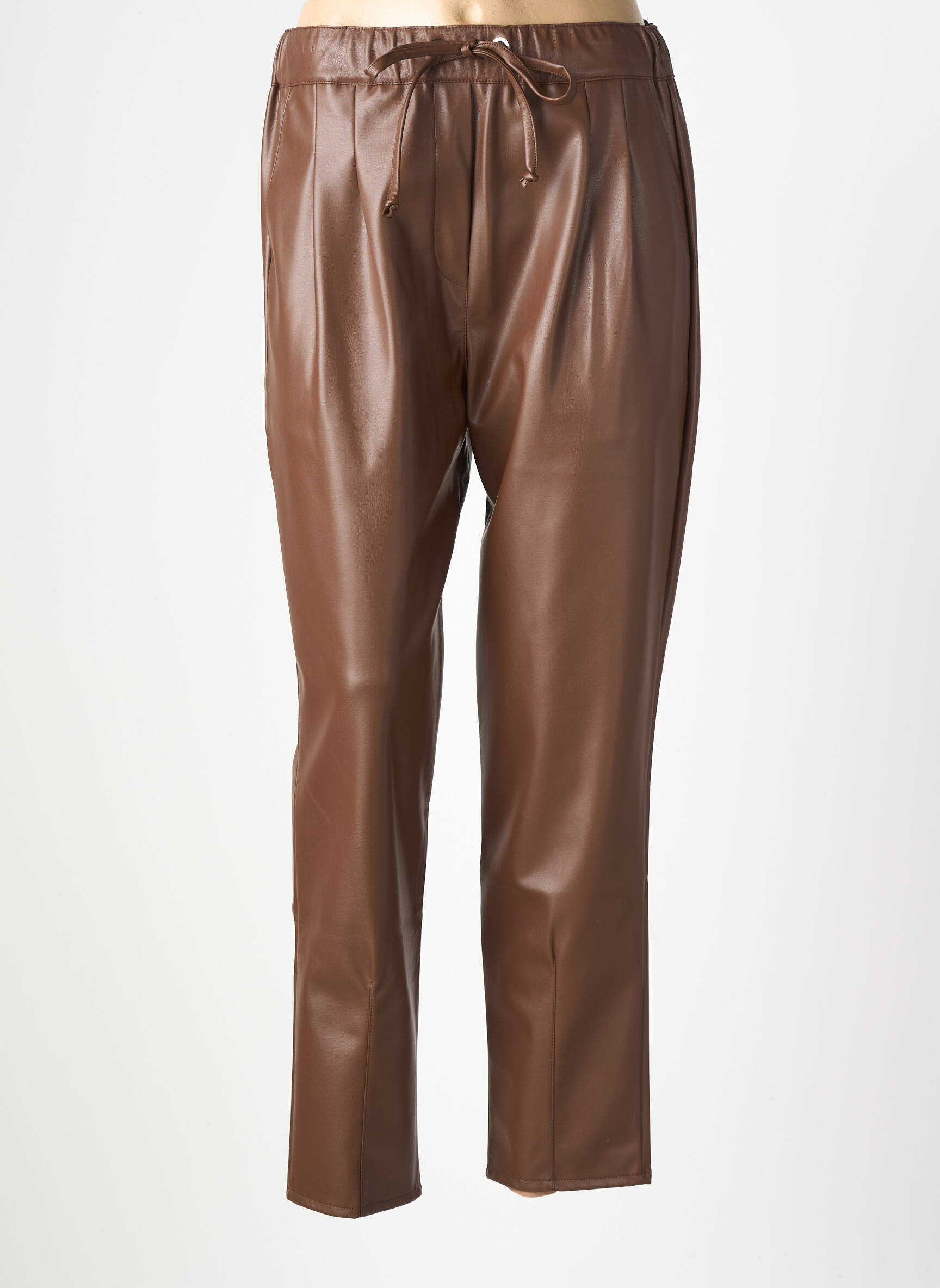 Pantalon droit taille élastique marron MISSY femme