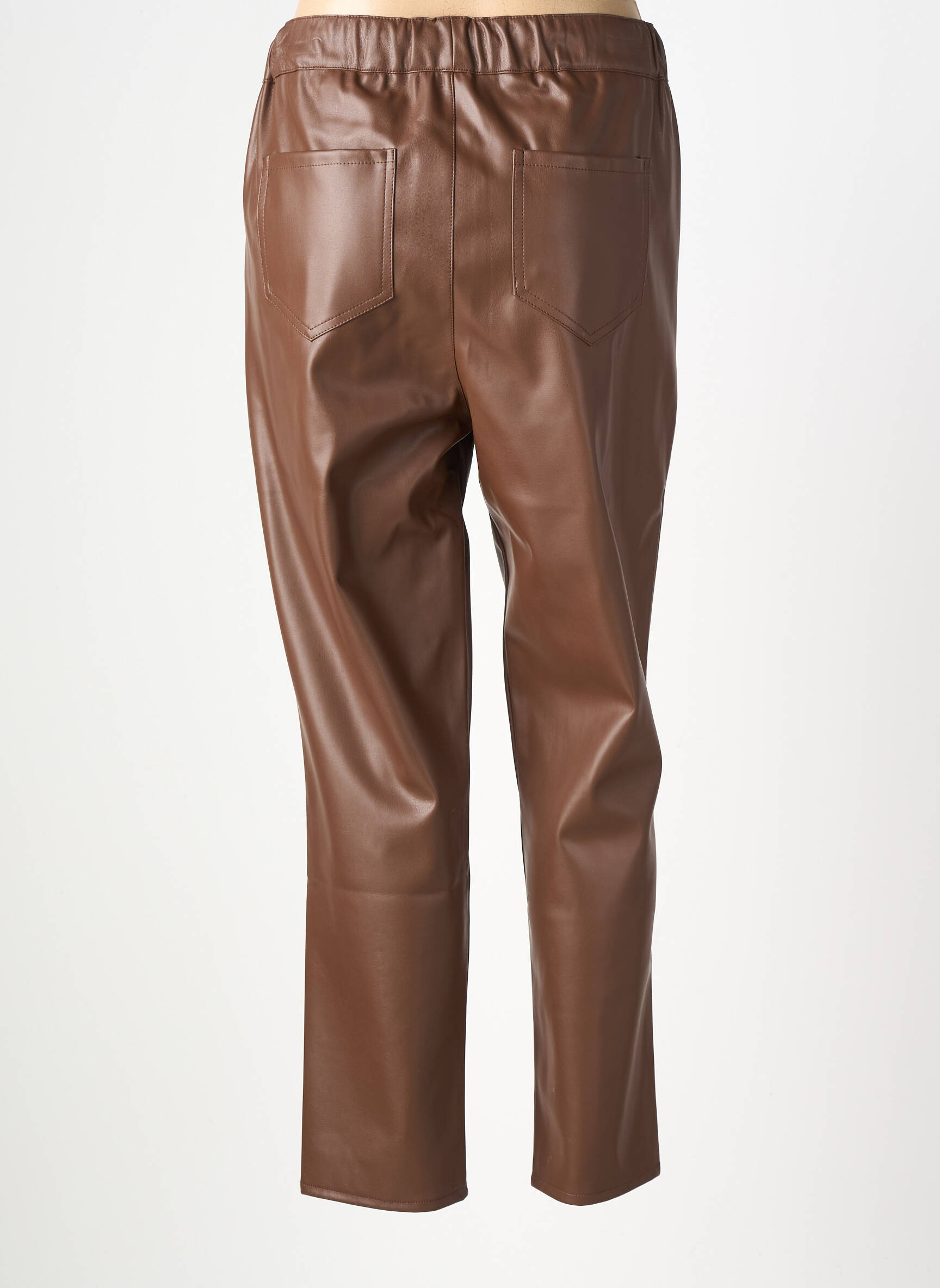 Pantalon droit taille élastique marron MISSY femme