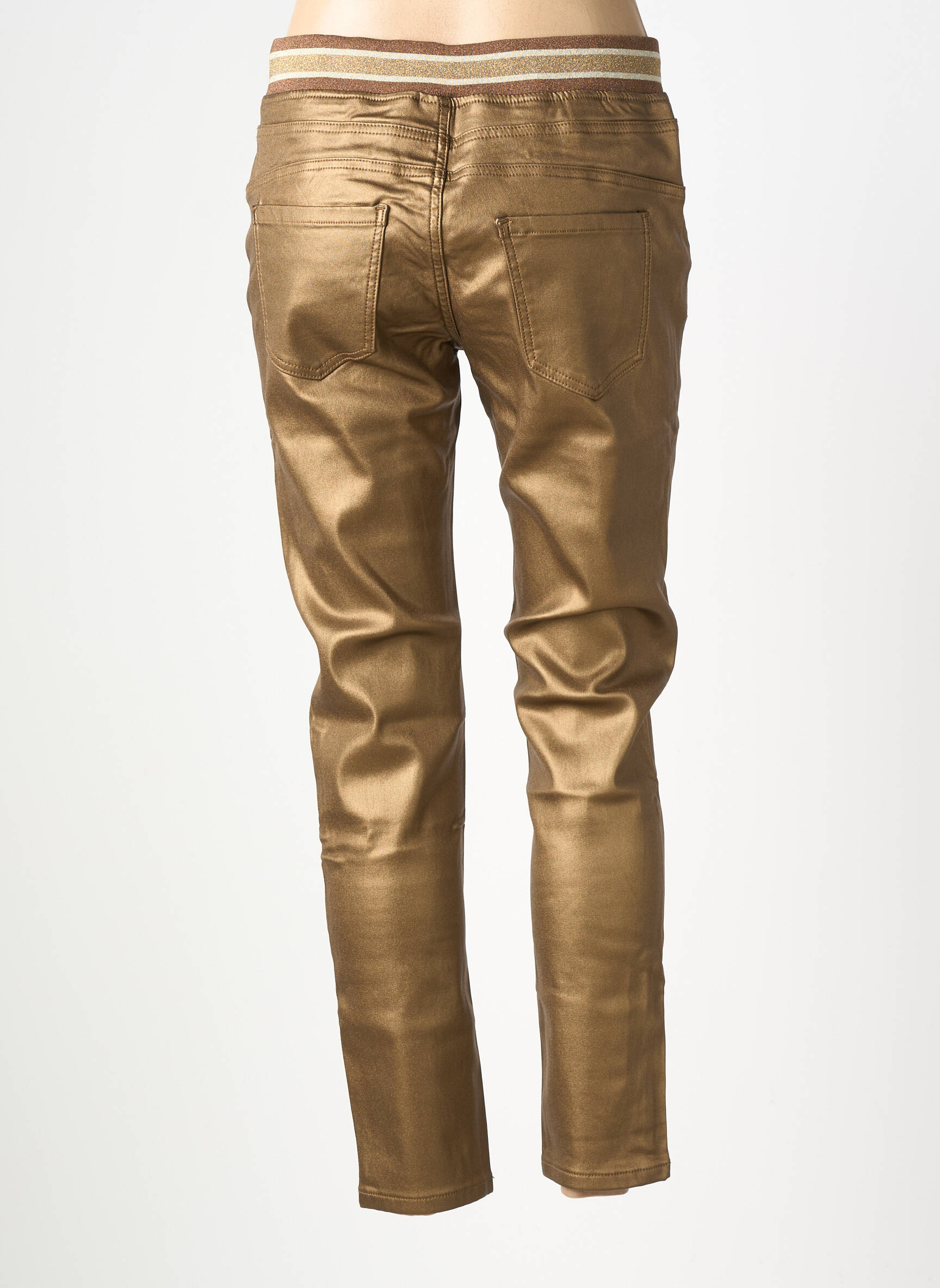 Pantalon slim taille élastique marron MAISON ONADO femme