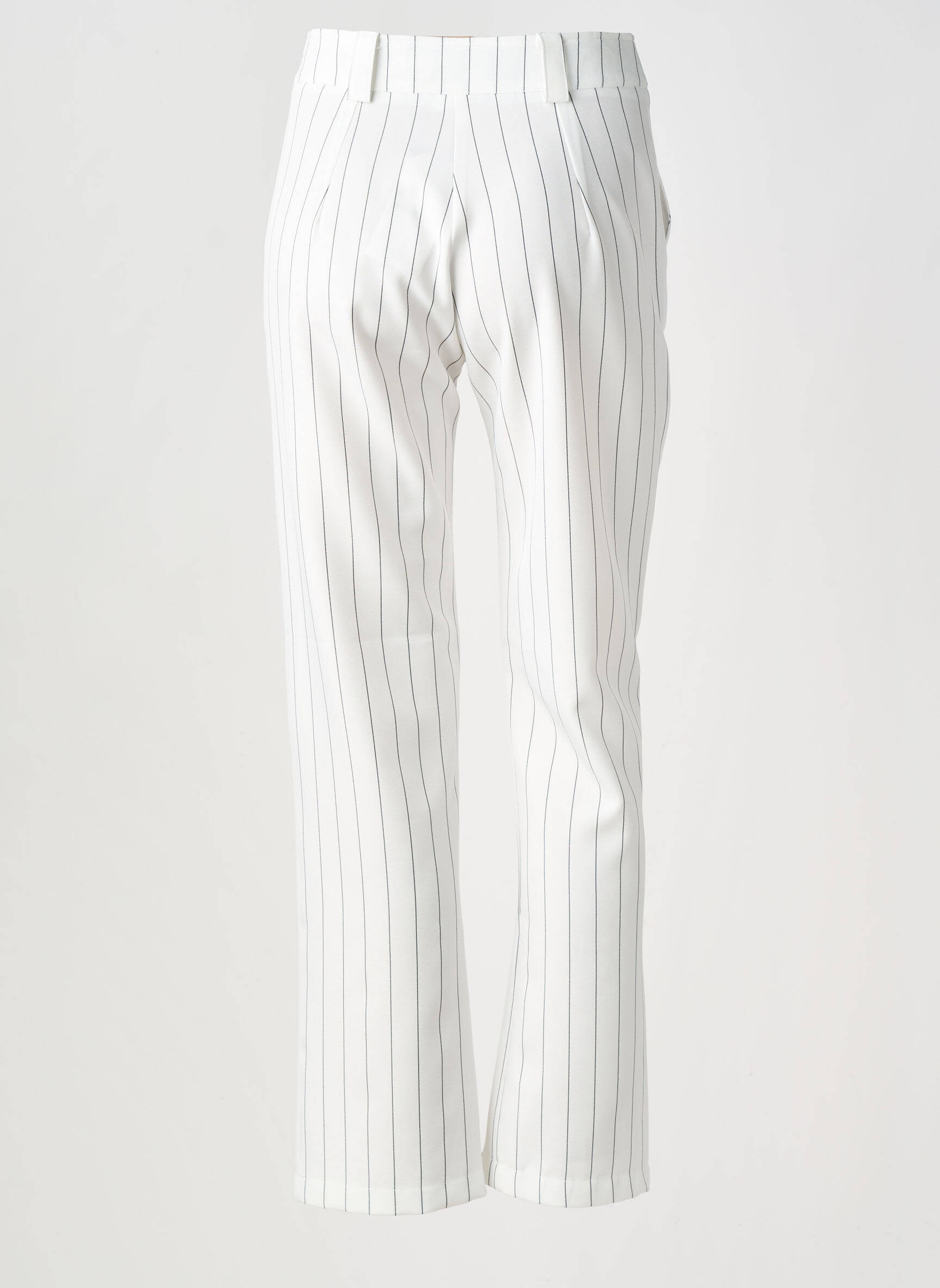 Pantalon droit fermeture zippée sous rabat boutonné blanc HALOGENE femme