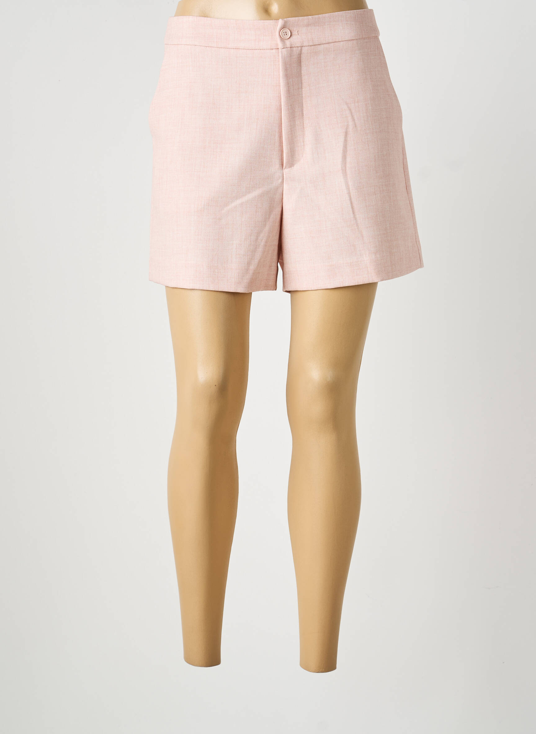 Short fermeture zippée sous rabat boutonné rose ATTENTIF femme