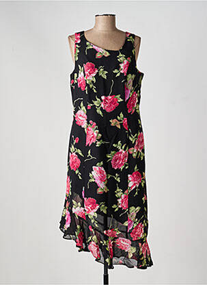 Robe mi-longue imprimé fleurs sans manche noir S AND G femme