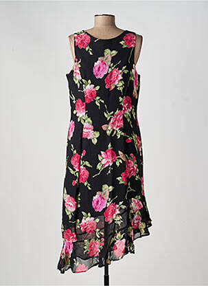Robe mi-longue imprimé fleurs sans manche noir S AND G femme