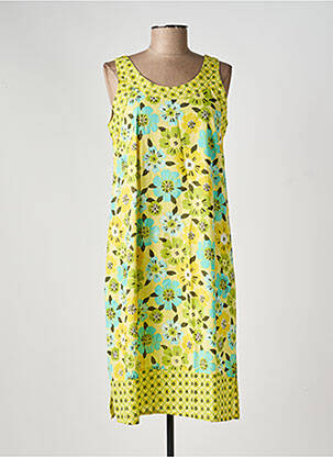 Robe mi-longue imprimé fleurs sans manche jaune AGATHE & LOUISE femme