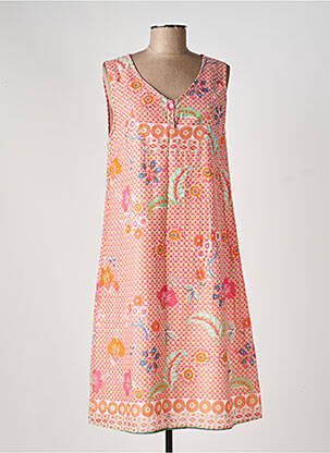 Robe mi-longue imprimé fleurs sans manche rose AGATHE & LOUISE femme