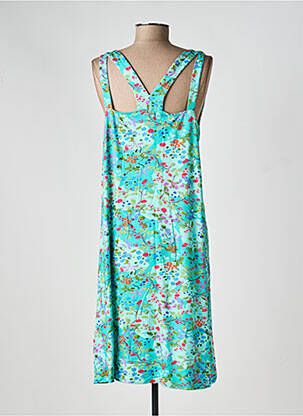 Robe mi-longue imprimé fleurs fines bretelles vert AGATHE & LOUISE femme