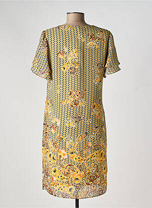 Robe mi-longue imprimé fleurs manches courtes jaune TINTA STYLE femme