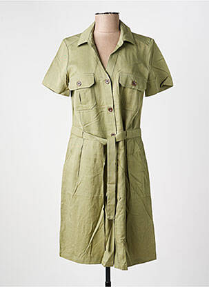 Robe mi-longue manches courtes manches courtes vert STUDIO NORDIIC femme