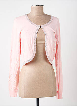 Gilet manches longues col rond rose FELINO femme
