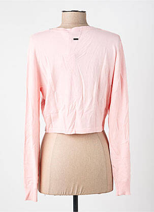 Gilet manches longues col rond rose FELINO femme