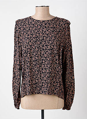 Blouse tissage popeline manches longues noir KANOPE femme