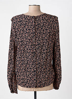Blouse tissage popeline manches longues noir KANOPE femme
